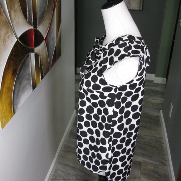 MERONA White/Black Polka Dot Sleeveless Blouse Size XS - Picture 3 of 5